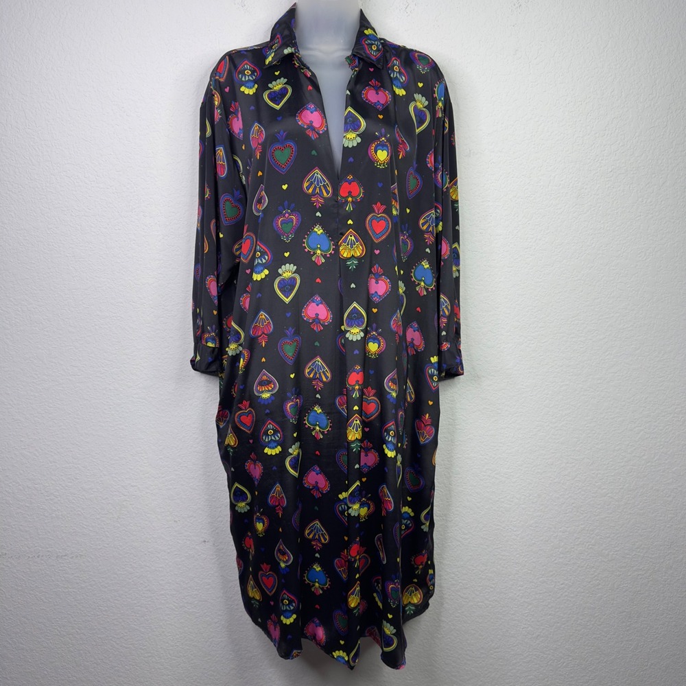 Gold & Silver Paris Shirt Dress Women TU Colorful Heart Dark Romantic Whimsigoth